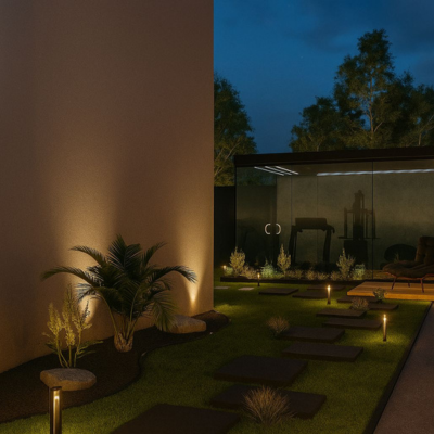 Garden with Landscape Lighting